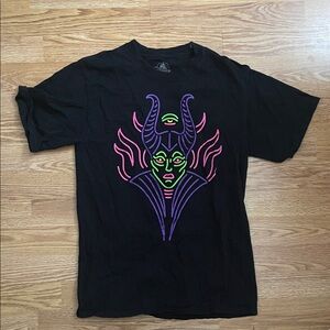 Disney Parks Maleficent Short Sleeve Neon Villian Black T-Shirt Small